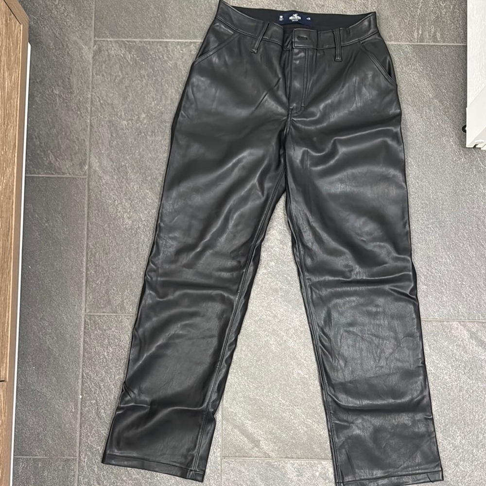 NWOT Hollister Black Straight Leather Pants